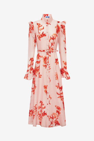 Katrina Butterfly Sleeve Midi Dress - Magnolia Print Dress Midi