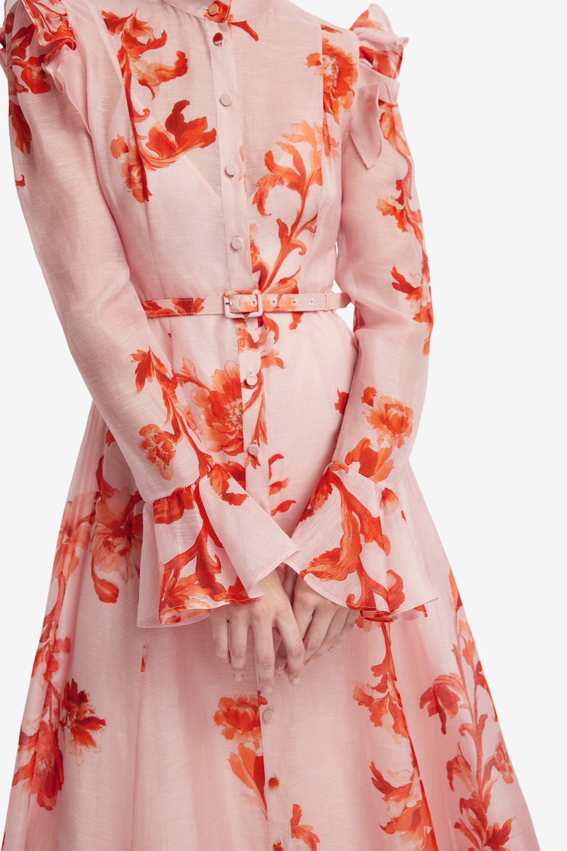 Katrina Butterfly Sleeve Midi Dress - Magnolia Print Dress Midi