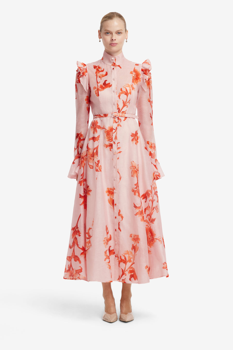 Katrina Butterfly Sleeve Midi Dress - Magnolia Print Dress Midi