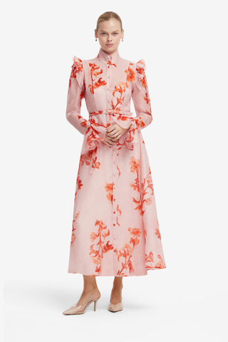 Katrina Butterfly Sleeve Midi Dress - Magnolia Print Dress Midi