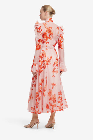 Katrina Butterfly Sleeve Midi Dress - Magnolia Print Dress Midi