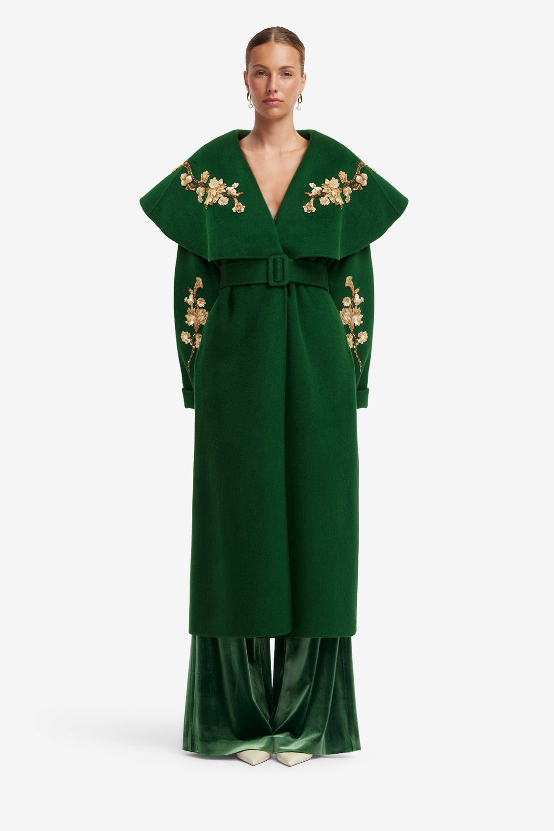 Joan Embellished Wool Coat - Forest Coats