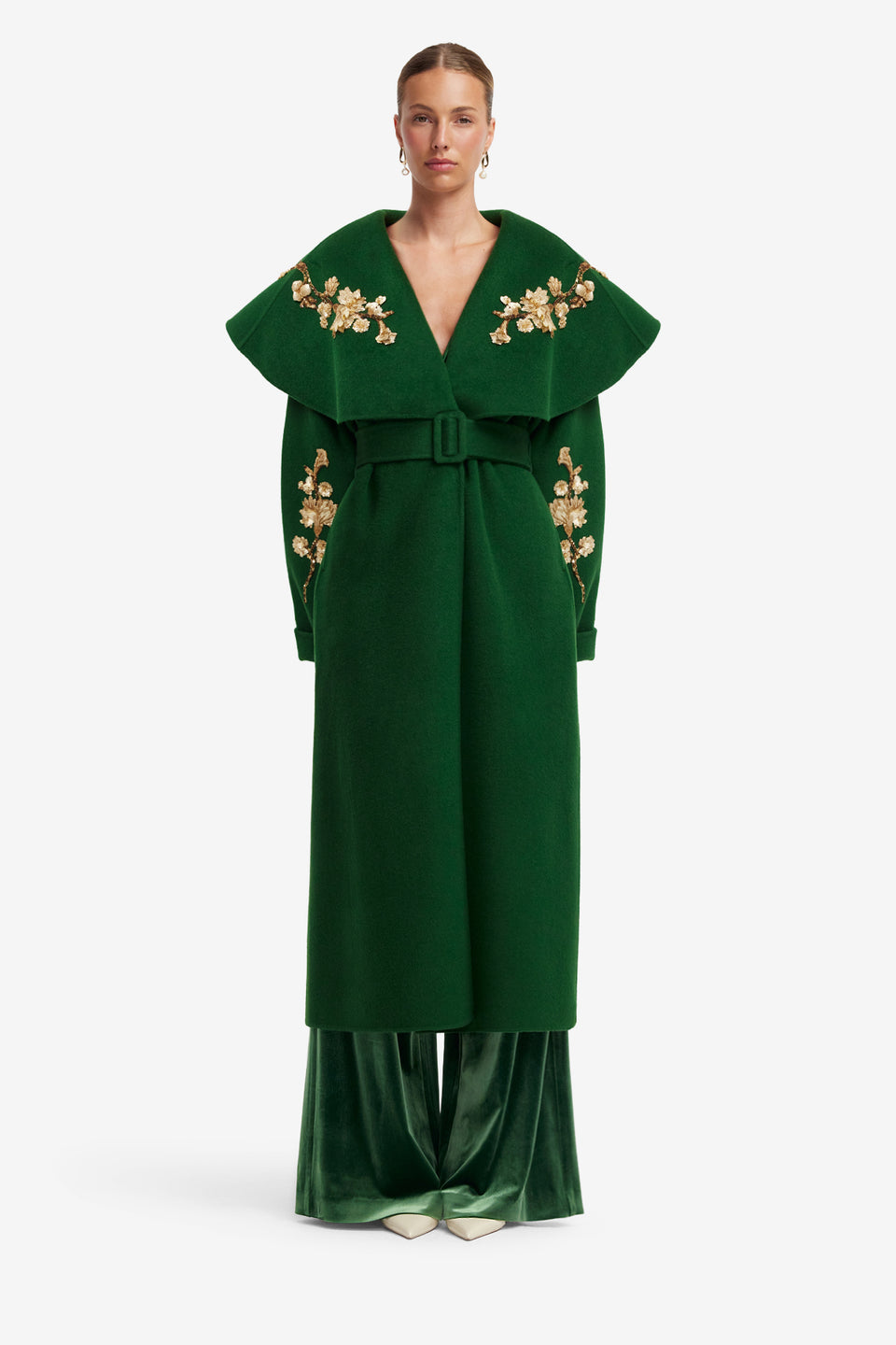 Joan Embellished Wool Coat - Forest Coats