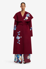 Joan Embroidered Wool Coat - Cosmos Print Coats