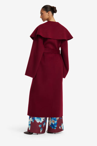 Joan Embroidered Wool Coat - Cosmos Print Coats