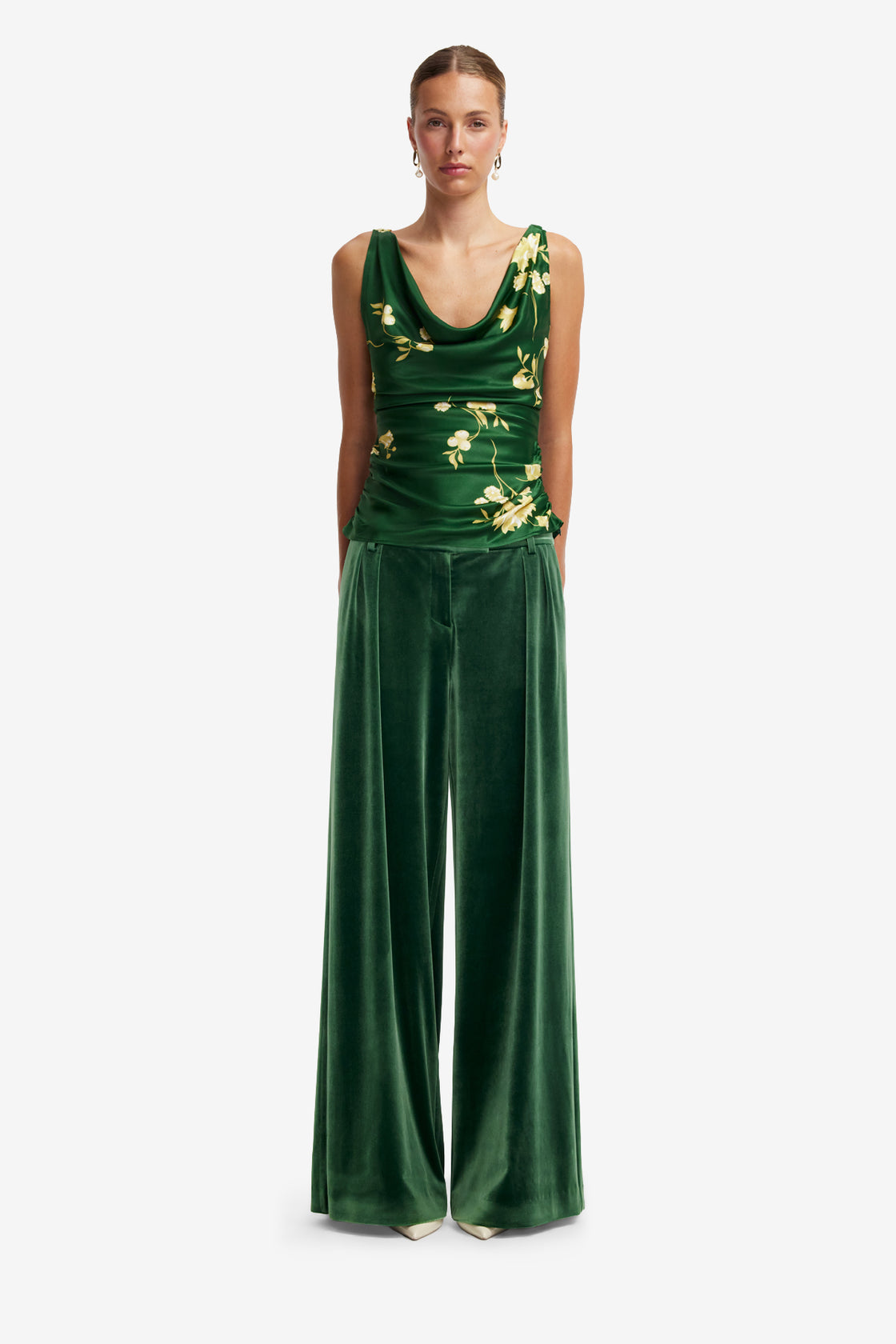 Elisha Velvet Wide Leg Pants - Forest Pants