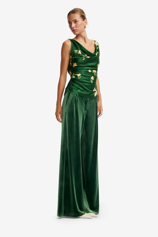 Elisha Velvet Wide Leg Pants - Forest Pants
