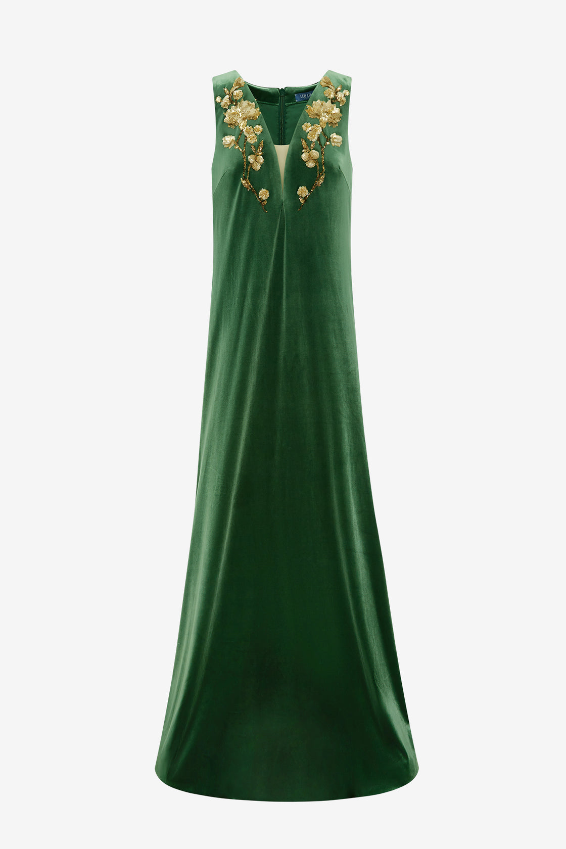 Agathy Velvet Embellished Gown - Forest Dress Maxi