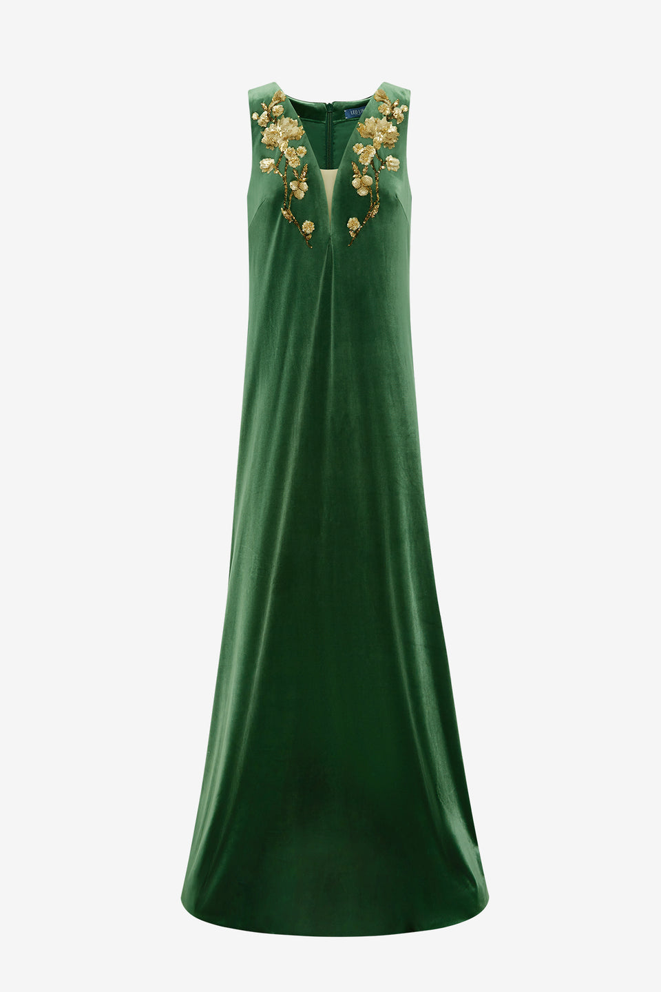 Agathy Velvet Embellished Gown - Forest Dress Maxi