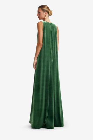 Agathy Velvet Embellished Gown - Forest Dress Maxi