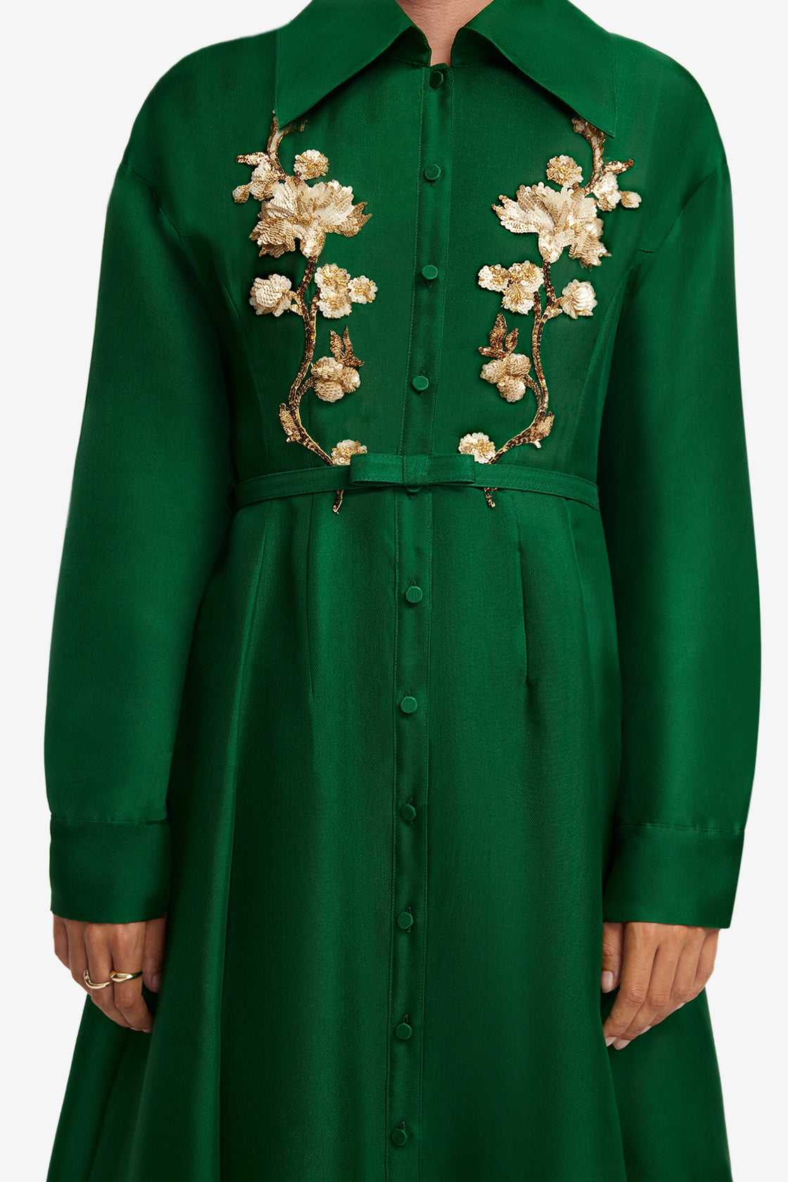 Josephine Embellished Silk Gown - Forest Dress Maxi