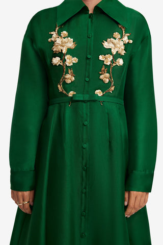 Josephine Embellished Silk Gown - Forest Dress Maxi