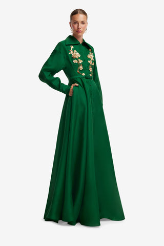 Josephine Embellished Silk Gown - Forest Dress Maxi