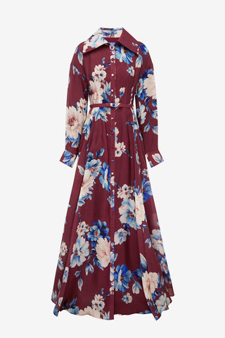 Josephine Silk Gown - Cosmos Print Dress Maxi
