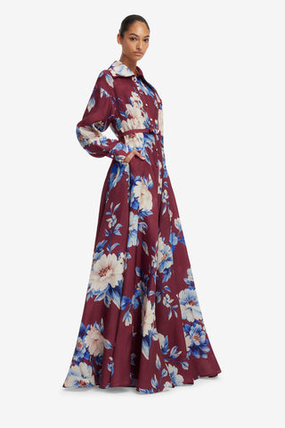 Josephine Silk Gown - Cosmos Print Dress Maxi