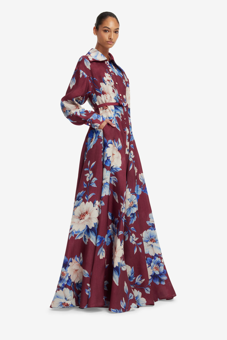 Josephine Silk Gown - Cosmos Print Dress Maxi