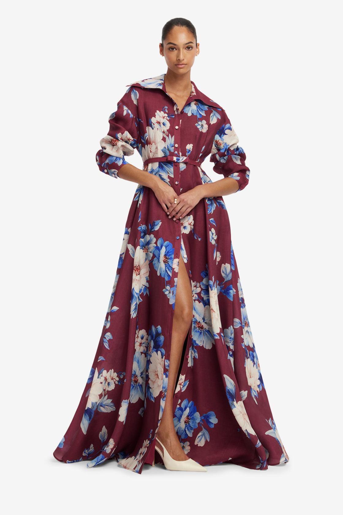 Josephine Silk Gown - Cosmos Print Dress Maxi