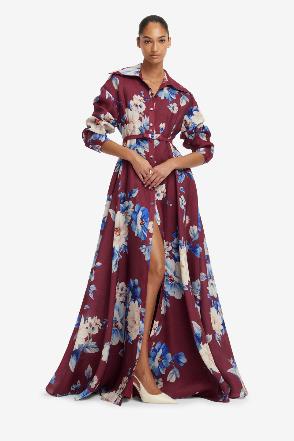 Josephine Silk Gown - Cosmos Print Dress Maxi