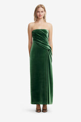 Florence Velvet Ruffled Maxi Dress - Forest Dress Maxi
