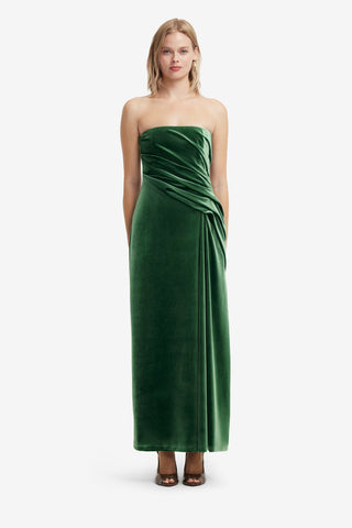 Florence Velvet Ruffled Maxi Dress - Forest Dress Maxi