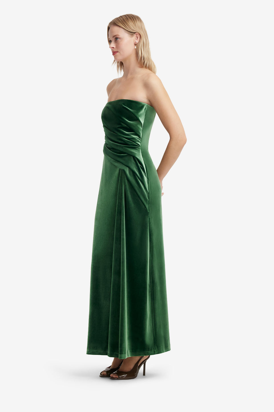 Florence Velvet Ruffled Maxi Dress - Forest Dress Maxi