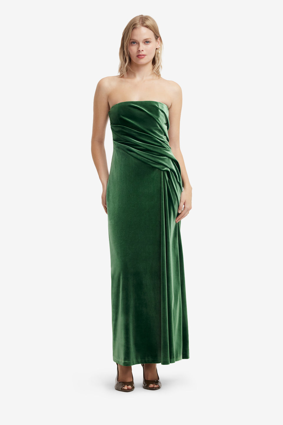 Florence Velvet Ruffled Maxi Dress - Forest Dress Maxi