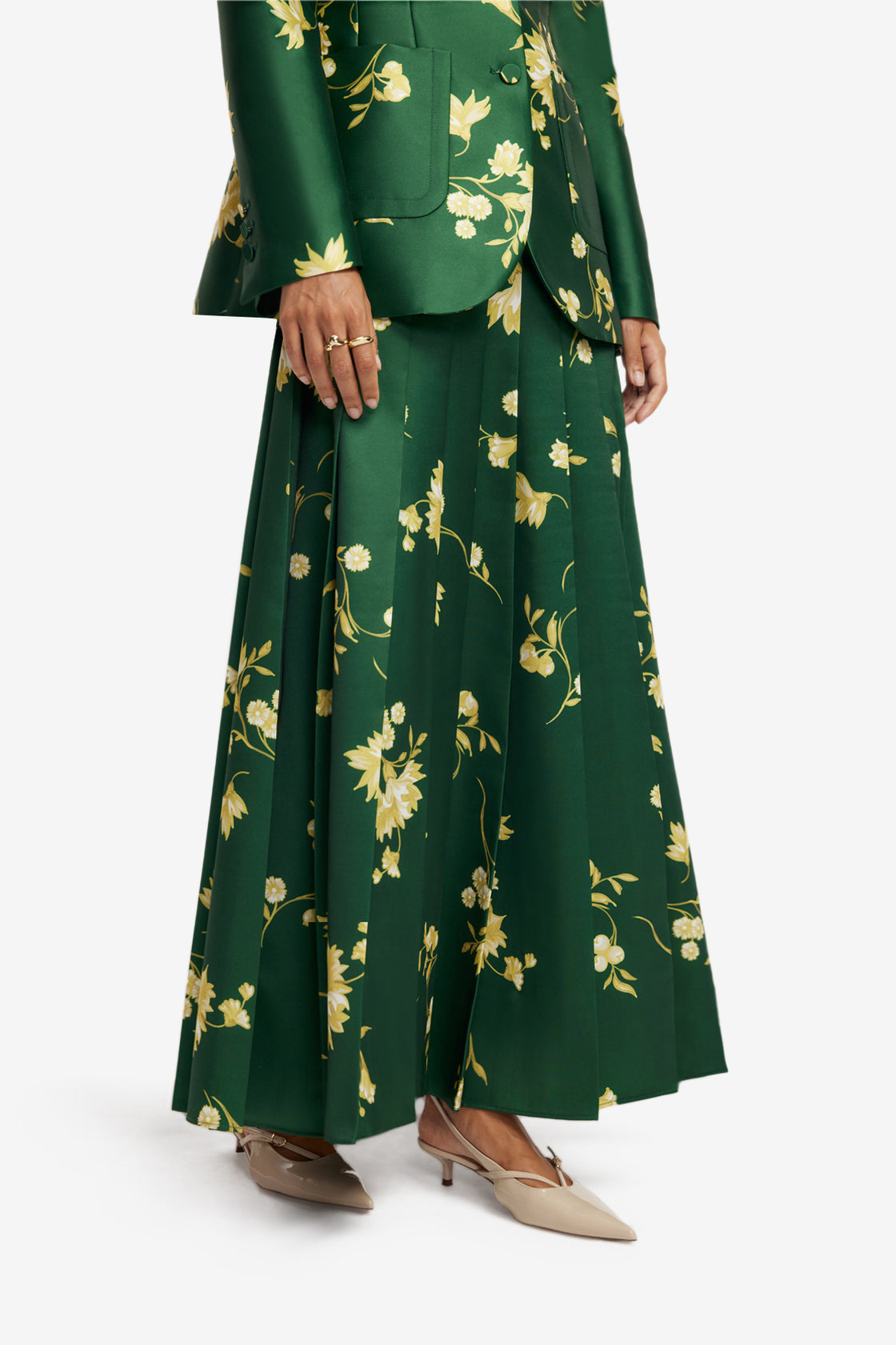 June Pleated Maxi Skirt - Forest Print Skirts