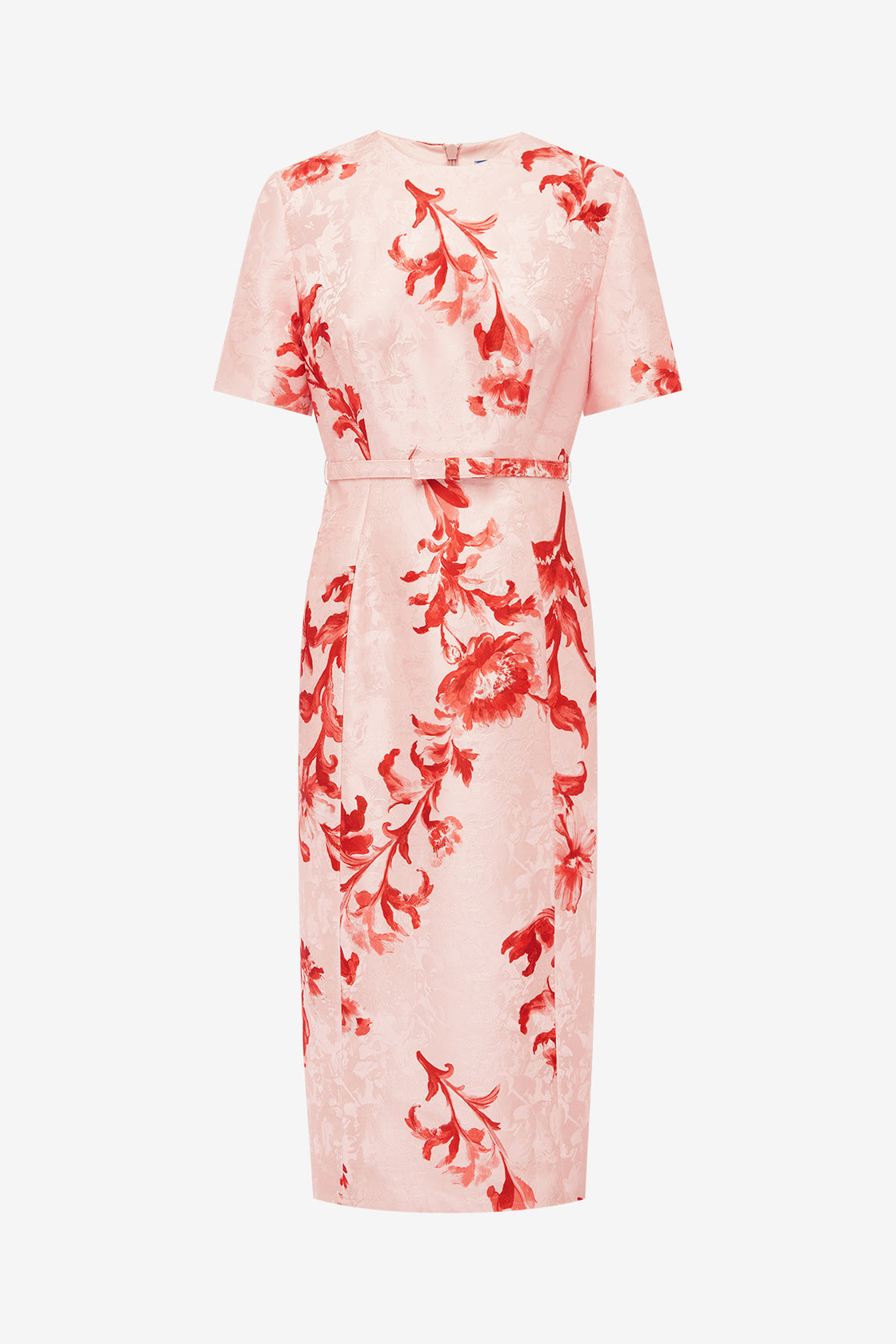 Elizabeth Jacquard Short Sleeve Midi Dress  - Magnolia Print Dress Midi