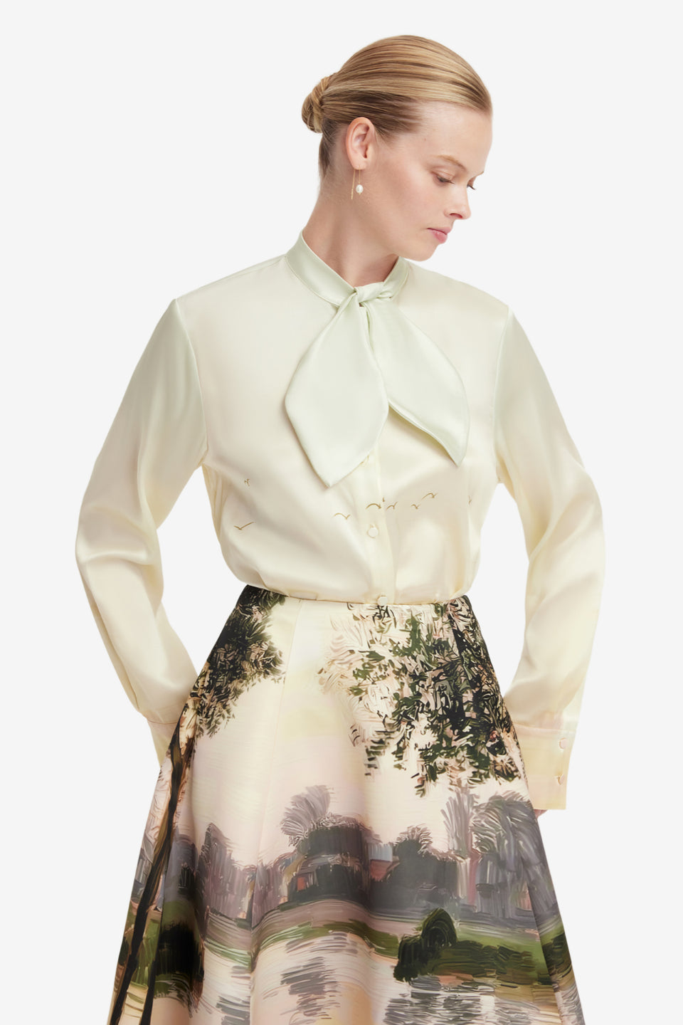 Cora Bow Blouse - Serene Print Blouse/Shirts