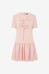 Joyce Applique Tweed Short Sleeve Mini Dress - Dusty Pink Dress Mini