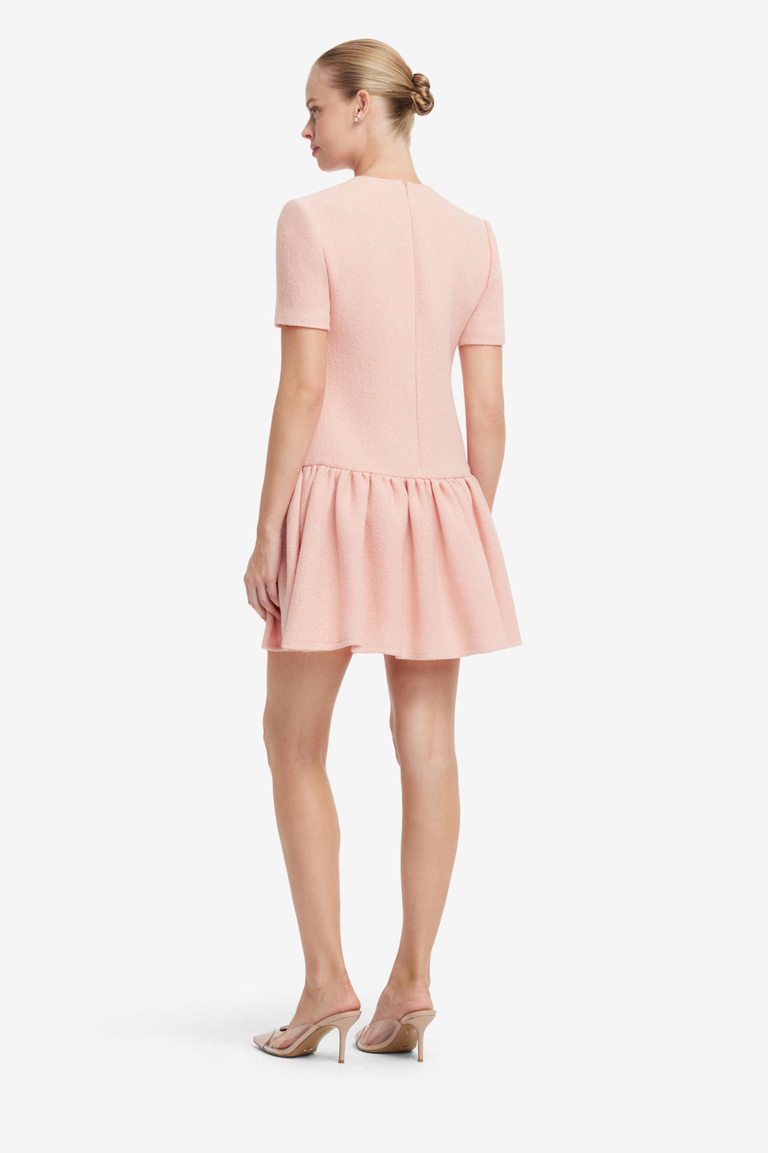 Joyce Applique Tweed Short Sleeve Mini Dress - Dusty Pink Dress Mini