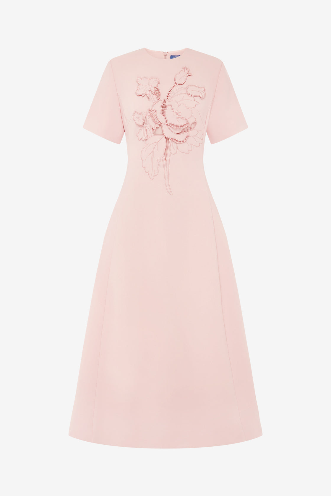 Caroline Applique Short Sleeve Midi Dress - Dusty Pink Dress Midi