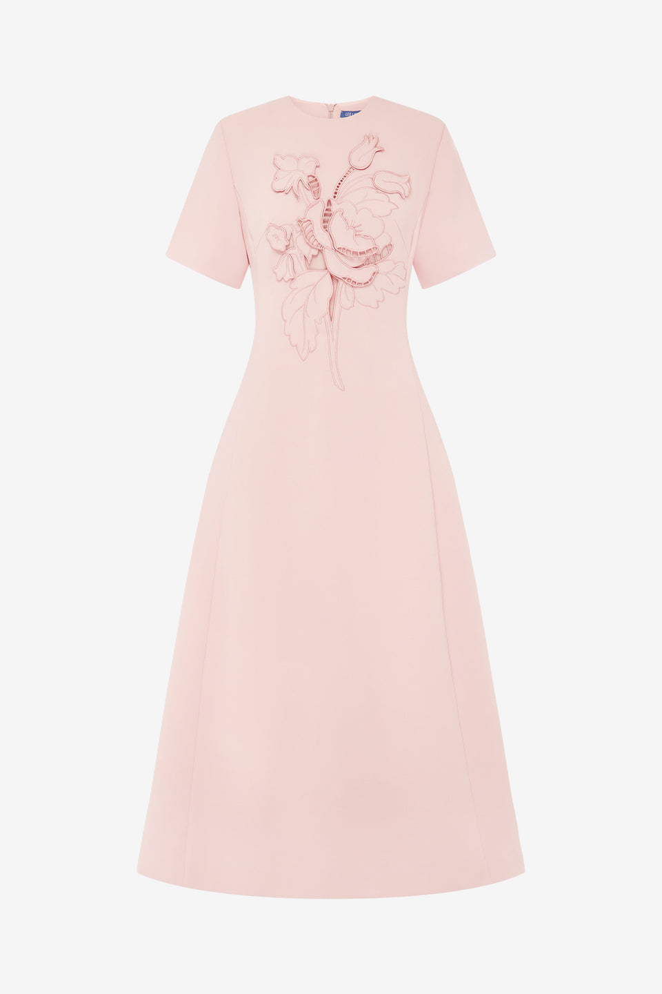 Caroline Applique Short Sleeve Midi Dress - Dusty Pink Dress Midi