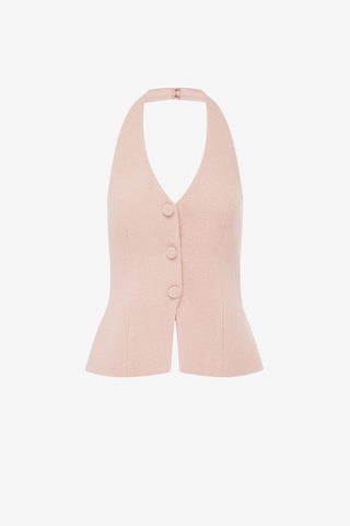 Millie Tweed Halterneck Top - Dusty Pink Tops