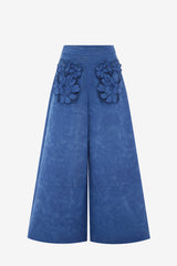 Christina Applique Vegan Suede Pants - Azure Pants