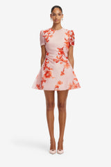 Elyse Short Sleeve Mini Dress - Magnolia Print Dress Mini