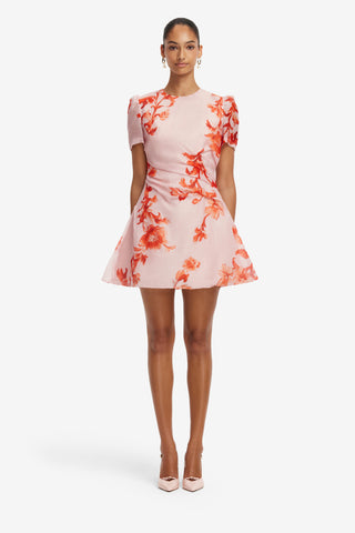 Elyse Short Sleeve Mini Dress - Magnolia Print Dress Mini