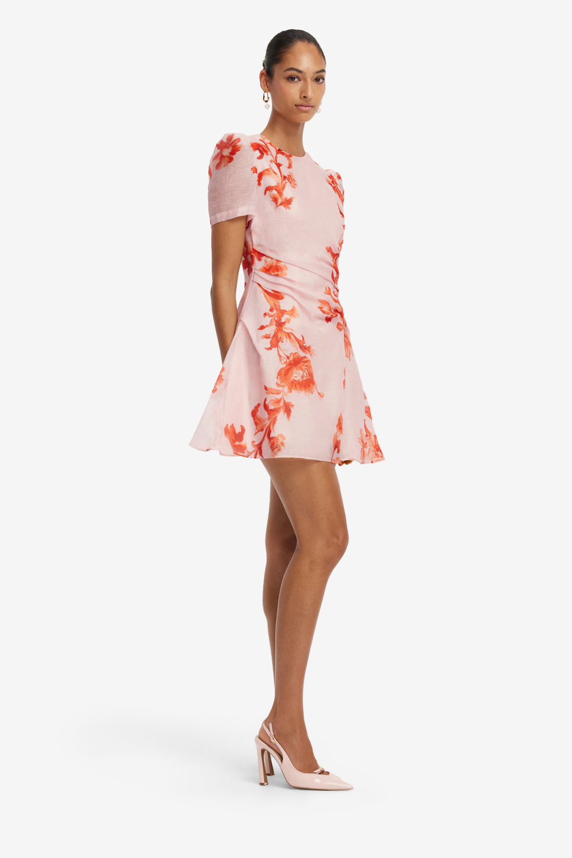 Elyse Short Sleeve Mini Dress - Magnolia Print Dress Mini