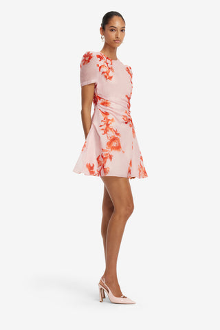 Elyse Short Sleeve Mini Dress - Magnolia Print Dress Mini