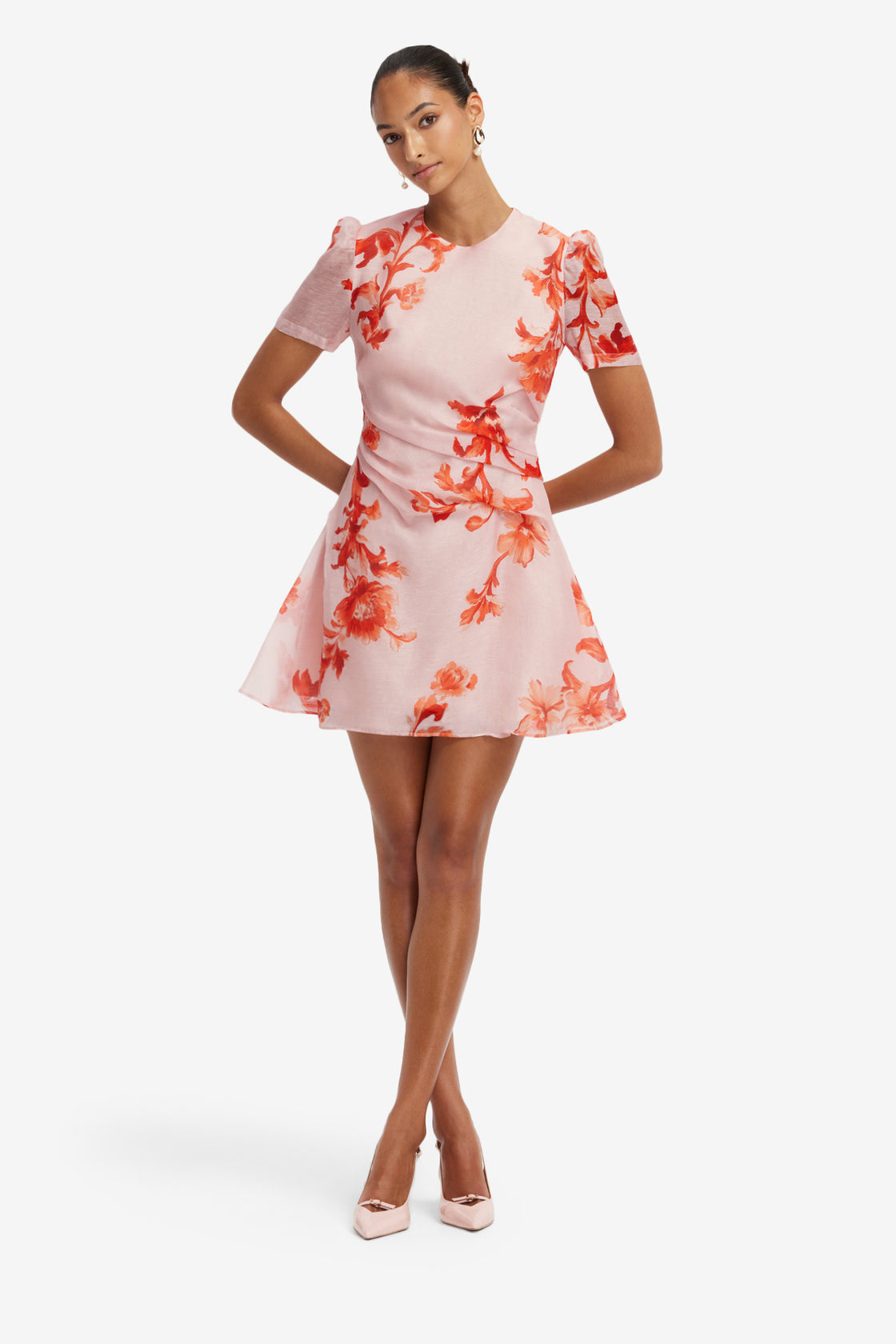 Elyse Short Sleeve Mini Dress - Magnolia Print Dress Mini