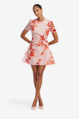 Elyse Short Sleeve Mini Dress - Magnolia Print Dress Mini