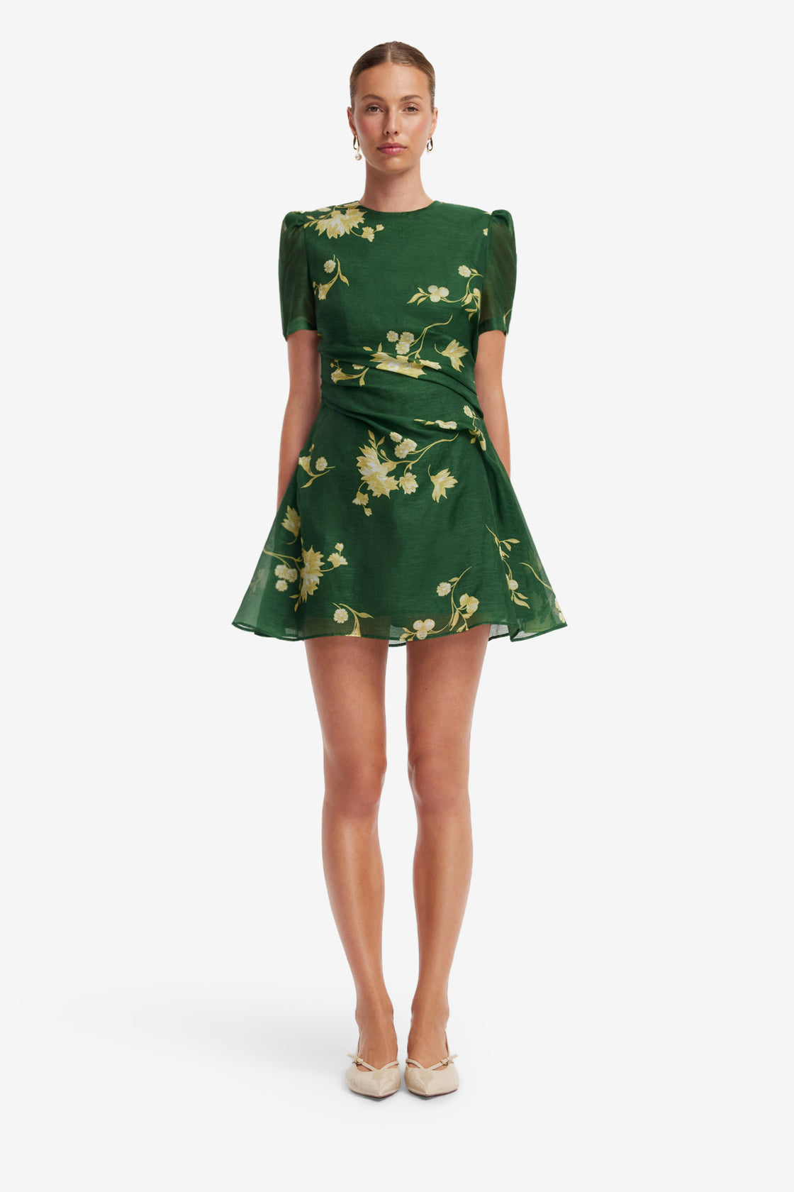 Elyse Short Sleeve Mini Dress - Forest Print Dress Mini