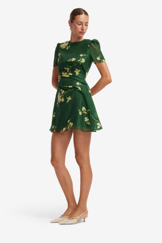 Elyse Short Sleeve Mini Dress - Forest Print Dress Mini