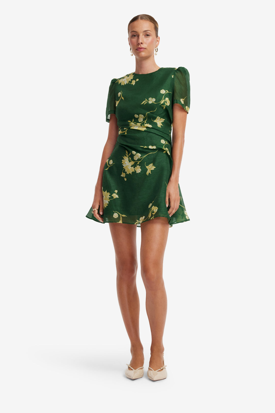Elyse Short Sleeve Mini Dress - Forest Print Dress Mini
