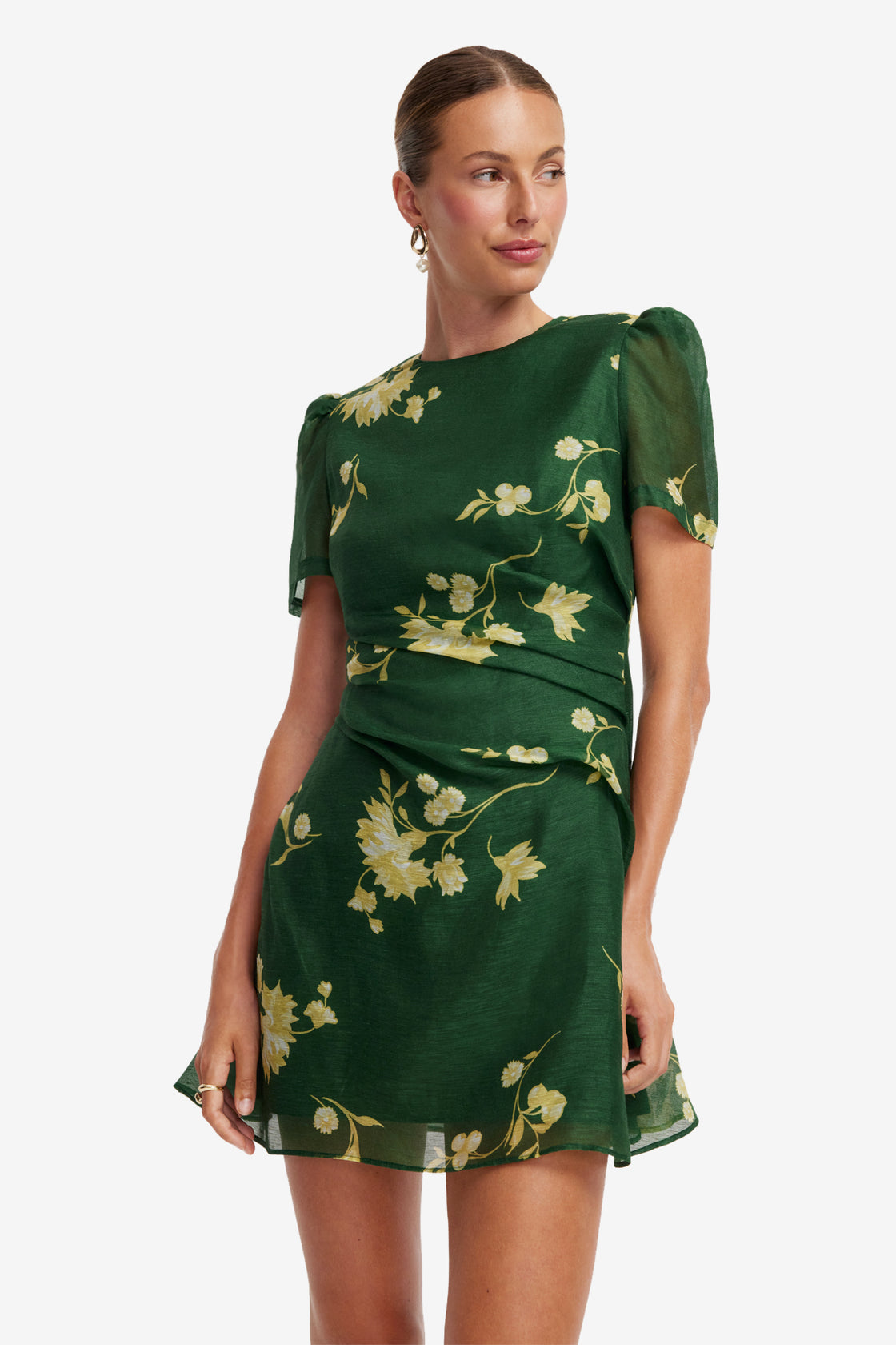 Elyse Short Sleeve Mini Dress - Forest Print Dress Mini