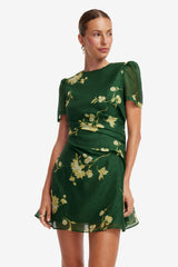 Elyse Short Sleeve Mini Dress - Forest Print Dress Mini