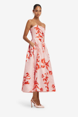 Lynn Jacquard Bustier Midi Dress - Magnolia Print Dress Midi