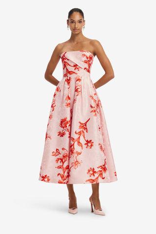 Lynn Jacquard Bustier Midi Dress - Magnolia Print Dress Midi