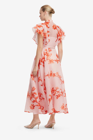 Elsie Flutter Sleeve Midi Dress - Magnolia Print Dress Midi