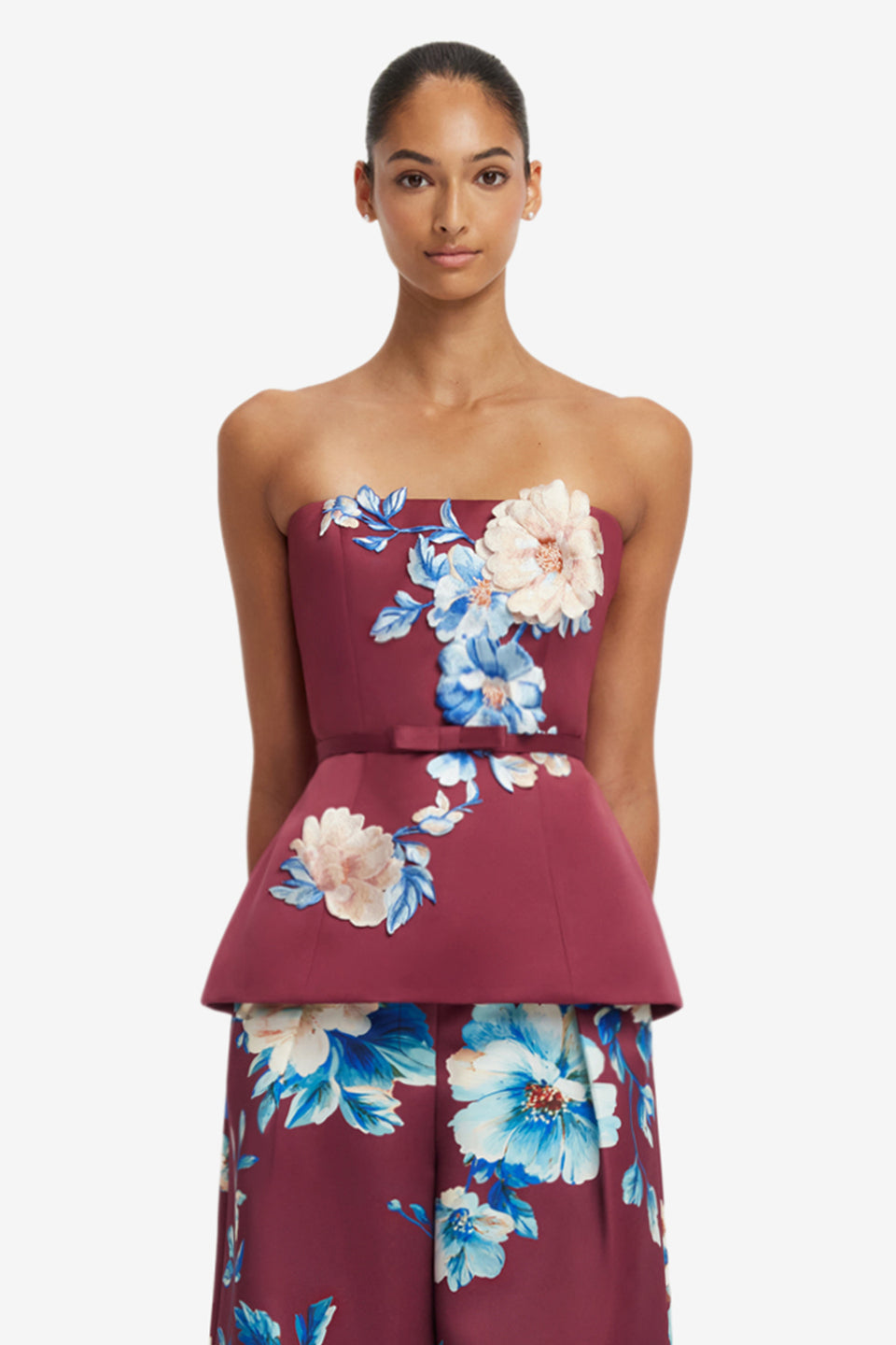 Nadia Embroidered Bustier Top - Cosmos Print Tops
